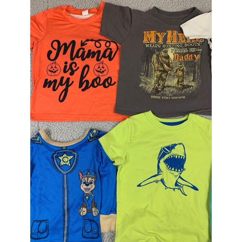 Boys 4T Clothing Bundle Lot 12pc Pajamas Shirts Spider-Man Paw Patrol Buzz Light - Picture 2 of 10